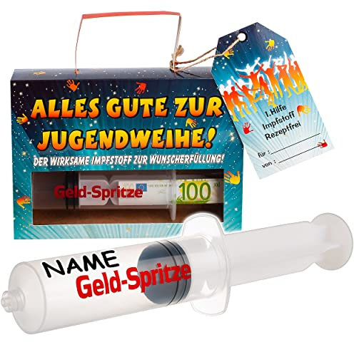Deko zur Jugendweihe Motivwahl Geschenkschachtel/Geldgeschenk & Gutschein - Verpackung - Alles Gute zur Jugendweihe ! - inkl. Name - Geldspitze Glückwun..