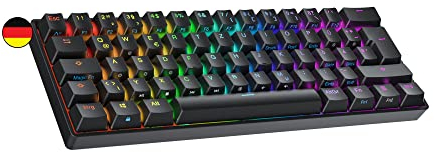 Ranked N60 Nova Mechanische 60 Prozent Tastatur | Hotswap Gaming Keyboard | 62 Programmierbare Tasten mit RGB Beleuchtung | PC/Mac Gamer | ISO DE QWERTZ (Schwarz, Gateron Pro Yellow)
