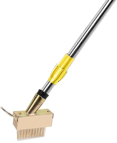 Brosse à désherber pour patios, Ramasse Herbe avec poignée pour nettoyer les mauvaises herbes et l'accumulation de mousse avec poils coudés