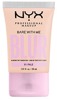 NYX Professional Makeup Weichzeichnende Foundation mit mittlerer Deckkraft und mattem Finish, Bis zu 12 Stunden Pflege und Feuchtigkeit, Mit Niacinamiden, Bare with Me, Farbe: Pale, 1 x 30 ml