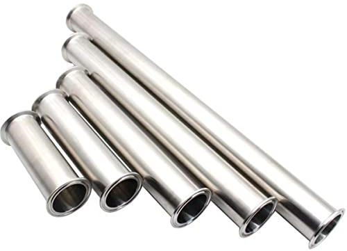 NAABHIKA 19 mm-102 mm 3/4 Zoll 1 Zoll 1-1/2 Zoll 2 Zoll 2-1/2 Zoll 3 Zoll Tri-Clamp-Spulenrohr mit Ferrulenklemme SS304 100 mm 200 mm 500 mm Länge Rohrlänge 200 mm, 19 mm x Ferrule 50,5