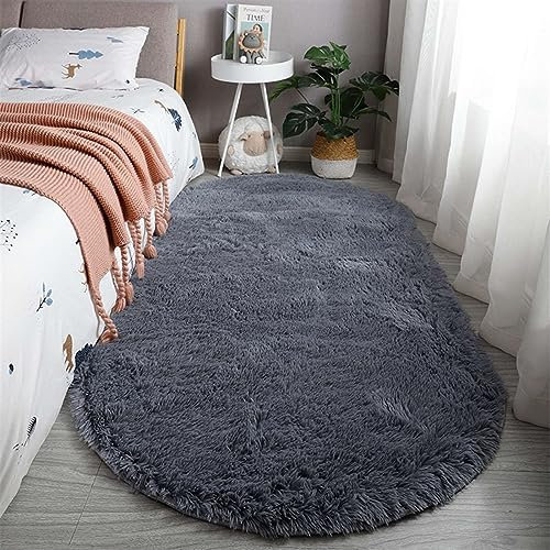 SK Studio Teppiche rutschfest Waschbar Teppich Wohnzimmer Hochflor Teppich Shaggy Modern Langflorteppich Schlafzimmer Kuschelig Bettvorleger Dunkelgrau, 160x200cm