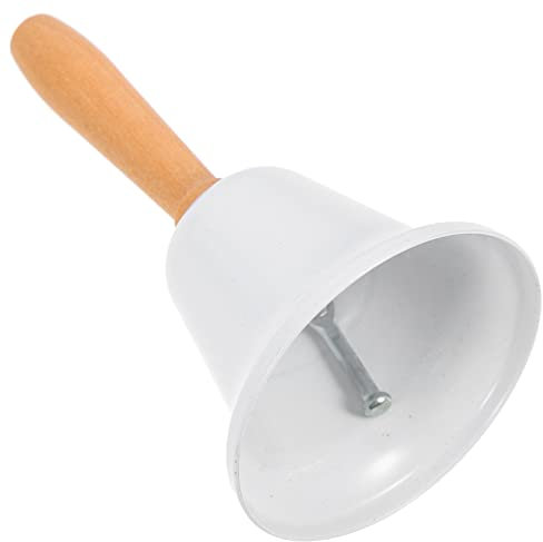 Handglocke, super laute Handklingel aus massivem Messing mit Holzgriff, 11,9 cm Handglocke für Kinder Erwachsene, laute Klingelglocke für Hochzeiten, Weihnachten, Schule, Service, Spiel (weiß)
