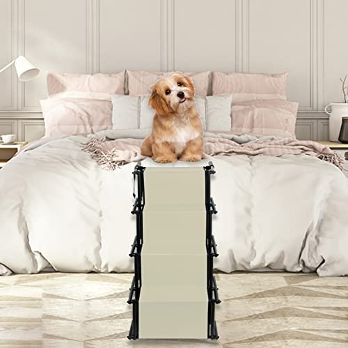 Rampa para perros, escaleras para perros, coches, grandes y pequeños, escaleras para perros plegables, carga hasta 70 kg, rampa para perro, coche, plegable, 56-76 cm (Beige)