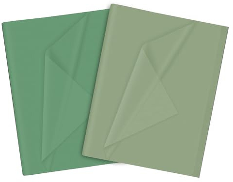 Lvjkes sidenpapper, stora ark vitt sidenpapper, konstpapper, perfekt för presentförpackning och förvaring (50 cm x 70 cm, 36 st färsk grön, 36 st fruktgrön)