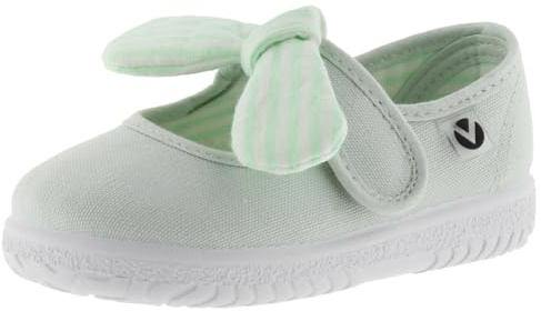 victoria Merceditas Unisex Ojalá Lona & Tira Adherente & Lazo Rayas 105110 para Niños Melon 24