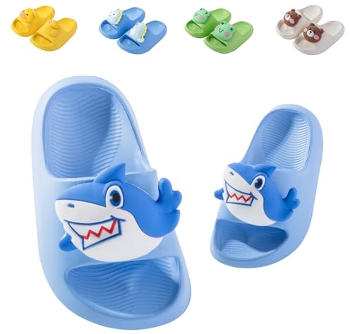 Scarpe da Spiaggia e Piscina Ragazzi Ragazze Infradito Ciabatte da Bagno Bambino Bambini Sandali Estivi Antiscivolo Doccia Pantofole Slippers Squalo Blu 27/28 (Dimensioni Etichetta 180mm)