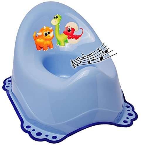 alles-meine.de GmbH Musik & Sound - Anti RUTSCH - Töpfchen/Nachttopf/Babytopf - blau Tiere - Dinosaurier - Dino Bieco - Melody - mit großer Lehne + Spritzschutz - rutschf..