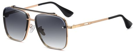 Junsika Übergroße Quadratische Piloten Sonnenbrille für Damen und Herren Modische Vintage Metall Rahmen Gradient Schwarz Sonnenbrille UV400 Schutz