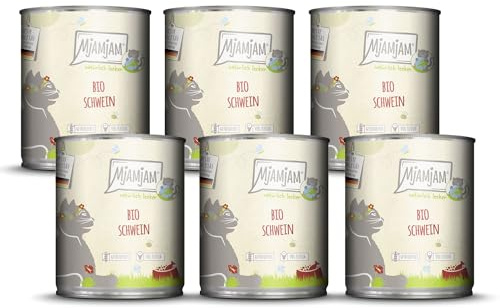 MjAMjAM - Nourriture Humide Premium pour Chats - naturellement délicieux - Bio Porc, Paquet de 6 (6 x 800g), sans céréales avec Extra Viande