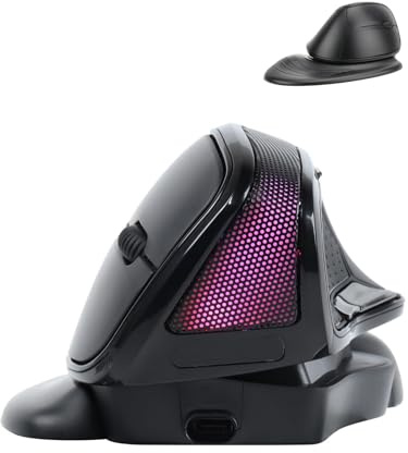 Mouse wireless ad angolo regolabile, grande, ergonomico, verticale, tunnel carpale, mano destra, mouse ottico senza fili, per PC, laptop, computer, MacBook, lavoro, ufficio, regalo, 3600 DPI,
