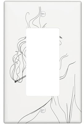 abstract woman light switch cover plate, white line art single rocker wall plates, spring decorative, standard size thermoplastic plate cover single rocker