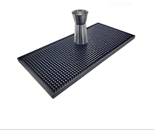 Namzi Tappetino da bar in gomma antiscivolo, vassoio antigoccia, per birra, bevande, bar, servizio (nero, 15 x 30 cm)