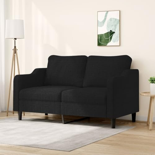 Homgoday 2-Sitzer-Sofa Loungesofa Sofa Couch Gästesofa Doppelsofa Relaxsofa Relaxcouch Moderne Loveseat Sitzmöbel für Wohnzimmer Schlafzimmer Büro Schwarz 140 cm Stoff