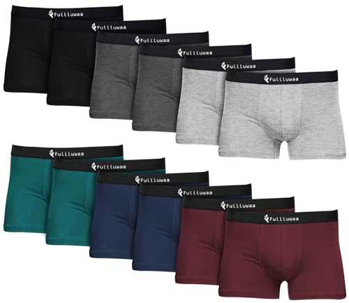 Fullluwaa Boxershorts för män, 12-pack – business män, retroshorts, män, bomullsunderkläder, mjuk och perfekt passform (utan skrapande lapp), 6 färger (12)