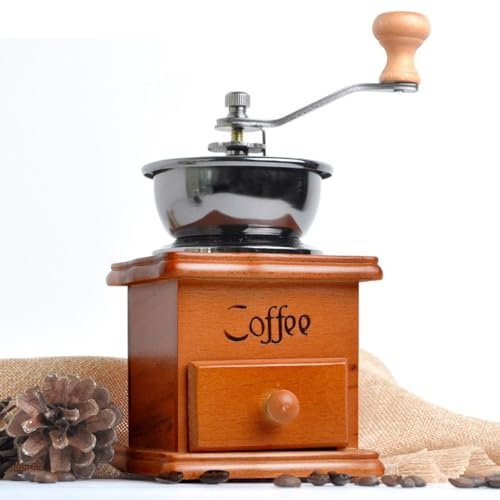 Fravsiu Manuale del macinino da caffè,Macinacaffè manuale vintage in legno - Macinacaffè a mano rotolo classico macinacaffè a manovella per caffè a goccia stampa francese