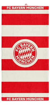 FC Bayern München Handtuch 80x160 cm (Rot/Weiß) I Saugfähiges Duschtuch I Badetuch aus 100% Baumwolle mit gewebtem Vereinswappen I Offiziell lizenziert