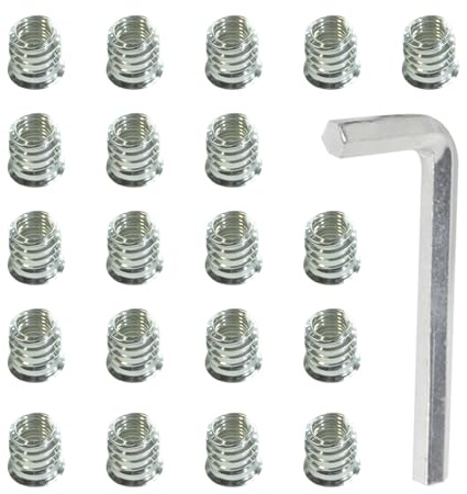 Lot de 50 écrous à visser M6 x 10 mm avec clé Allen, insert fileté en bois, manchons filetés M6, douilles à visser, écrous à six pans creux M6 en acier galvanisé pour meubles en bois