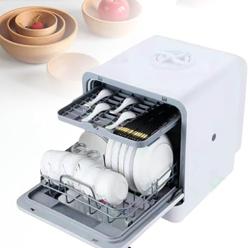 MhWrughts Lavavajillas portátil, lavavajillas de sobremesa con 6 programas, Secado, con Tanque de Agua Incorporado de 5 l para RV, Cocina de apartamento
