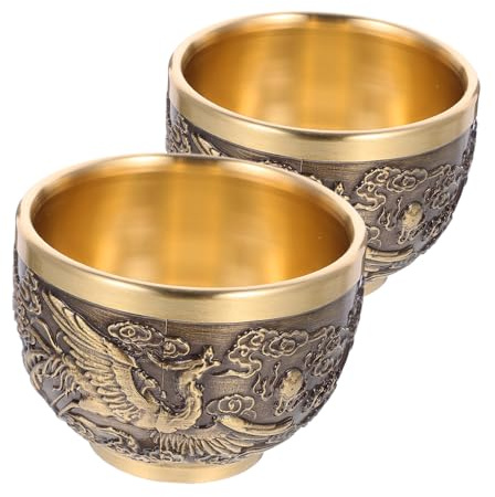 FELTECHELECTR 2pezzi Bicchieri da Vino Vintage Rame da Stile Antico con Drago e Eleganti e Resistente Perfetti per Vino Birra e Cocktail