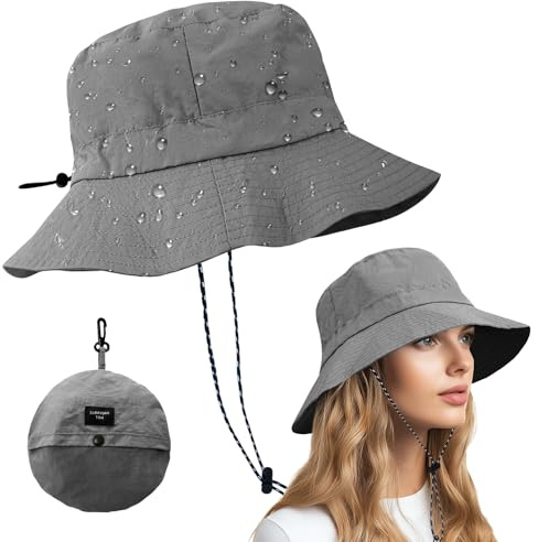 Qaestuan Chapeau de Peche, Chapeau de Soleil avec Ficelle Réglable, Pliable Chapeau de Soleil à Large, Soleil Imperméable Respirant Chapeau, pour Voyage Randonnée Pêche Plage Jardinage