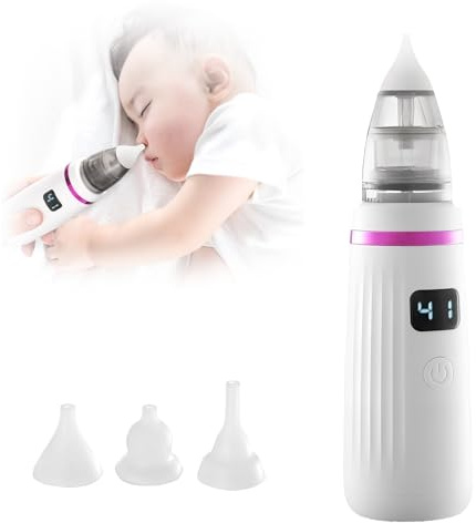 atnayo Electric Nasal Aspirator Baby, 5 Adjustable Suction Gears Snot Nose Sucker Newborn for Mucus (with 3 Silicone Heads)