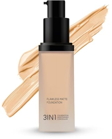 Flawles.s Matte Foundation - Rich Ivory |3-In-1 Foundation+Moisturizer Cream For All Skin Types+Concealer|12 Hr Hydration+Spf 18|Hd Matte Coverage| Lightweight |Anti Ageing, 30 Ml (Pack Of 1)