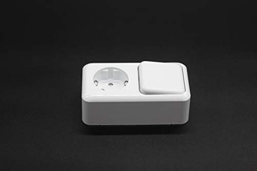 Base schuko - base eléctrica con interruptor de superficie, fabricada en material resistente, ideal para instalaciones seguras