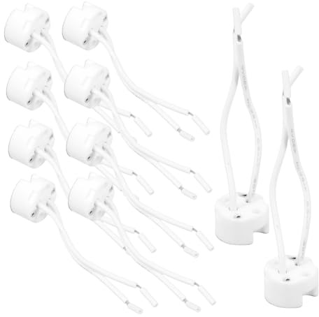 iplusmile 10pcs Ceramic Lamp Socket Holder .3 Gu5.3 Mr16 with Silicone Wire 7cm Replacement Lamp Bulb Base Connector for Indoor Outdoor Light Fixtures
