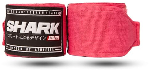 SHARK BOXING Boxbandagen, 5 m, Boxbandagen, Bandagen für Muay Thai, Kickboxen, MMA, Boxen, Daumenschlaufe, maximale Unterstützung (Rosa)