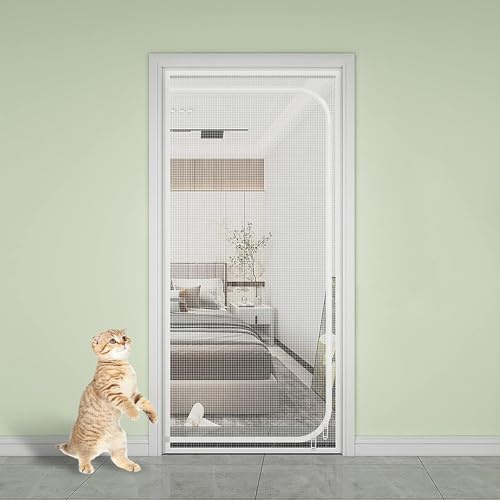 Zanzariera per Gatti, Rete con Cerniera Ispessita per Balcone,Cancello di Sicurezza per Gatti, Previene la Fuga Degli Animali Domestici,per Soggiorno, Camera da Letto, Cucina, Terrazza(85 x 205 cm)