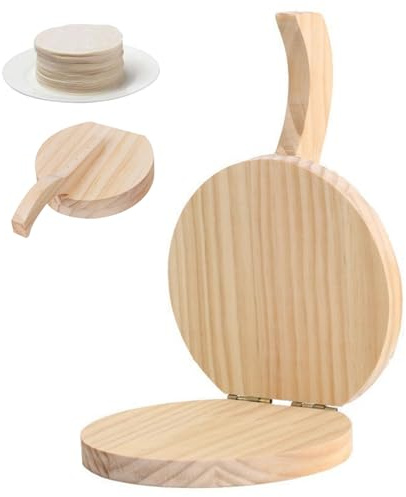 Rachlicy Tortilla Press Natural Wooden Tortilla Press 16, 5 '' Round Corn with Handle Perk Tool Practical for Homemade Mexican Tortillera Roti Chapati Taco Pataconera