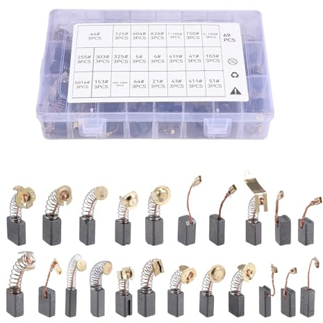 69 escobillas de carbón, 23 tamaños, herramientas eléctricas de repuesto, escobillas de carbón, carbón de motor, compatibles con amoladoras angulares, taladros y sierras circulares