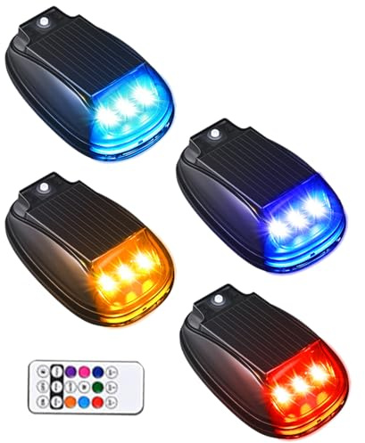Feux De Cabine Solaires | Feux De Toit pour Poids Lourd | Éclairage Intelligent avec Détection Étanche Pack De 4 Accessoires D'éclairage pour Véhicules Et