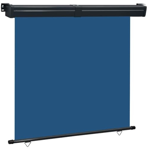 Tenda da Sole Laterale a Rullo, 165x250 cm Blu, Tessuto Poliestere UV e Struttura Alluminio, Frangivista per Balcone e Giardino, Paravento Esterno con Montaggio Parete/Soffitto