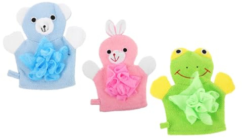 LRXIYODE 3 Pcs Moufles de Bain pour Bébé Moufles Exfoliants Dos Bras de Bain pour Bébé et Doux Accessoires de Spa
