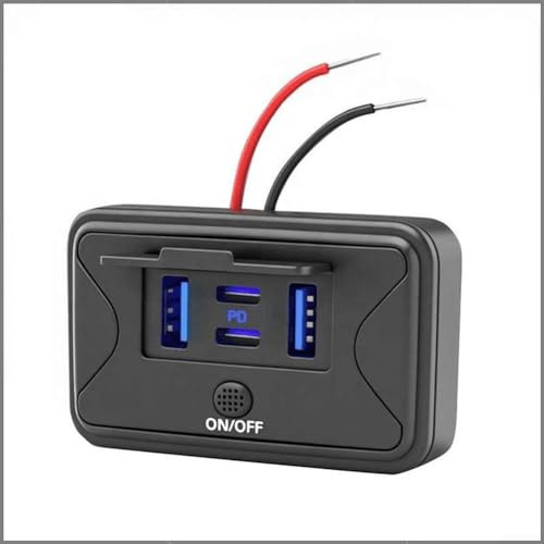 Caricabatteria da auto con 4 porte USB con doppio PD e doppia ricarica rapida per la ricarica rapida del dispositivo, dotato di visualizzazione della tensione per il monitoraggio dello stato di