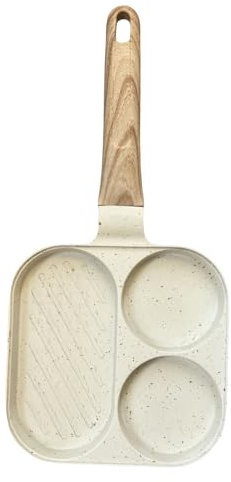 Djowyh Petit déjeuner - Cuisson antiadhésive - 3 compartiments - Accessoire de cuisine pour cuisinière à induction, cuisinière électrique, hamburger, steak, sandwich, brunch