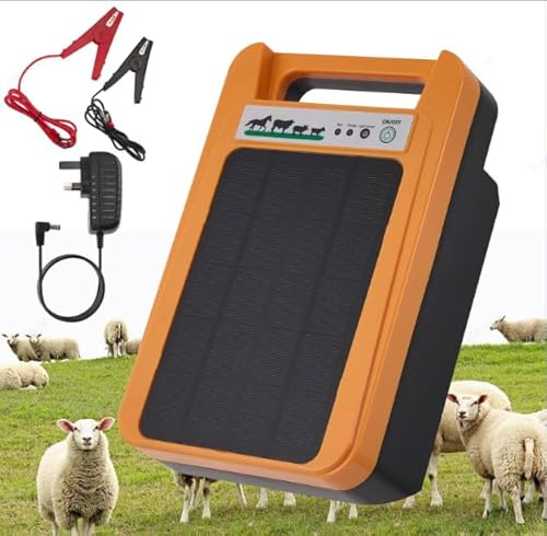 GJCrafts Dispositif de clôture électrique 10km de portée, 1.5-2J - Électrificateur de clôture pour animaux de ferme & animaux de compagnie - Alimentation 3 en 1 (230V/12V/Solaire) - IP45 étanche
