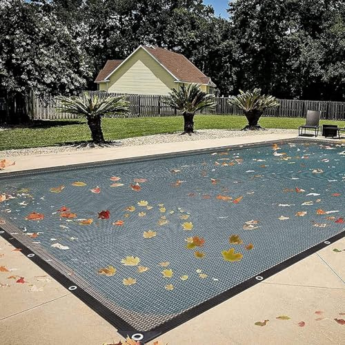 KLYDBMYT Red Protectora para Piscinas, Cubierta Protectora para Piscinas enterradas y elevadas, para Piscinas rectangulares, Fabricada en Polietileno (3 x 7 m (10 x 22,96 pies)).
