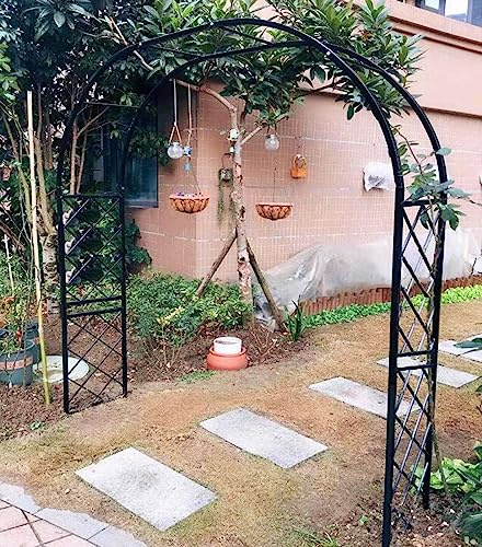 Arche de jardin en fer forgé pour plantes grimpantes, 240 cm x 250 cm, arche de rose extérieure, noir ou blanc, treillage réglable de 140 à 370 cm pour décoration de jardin
