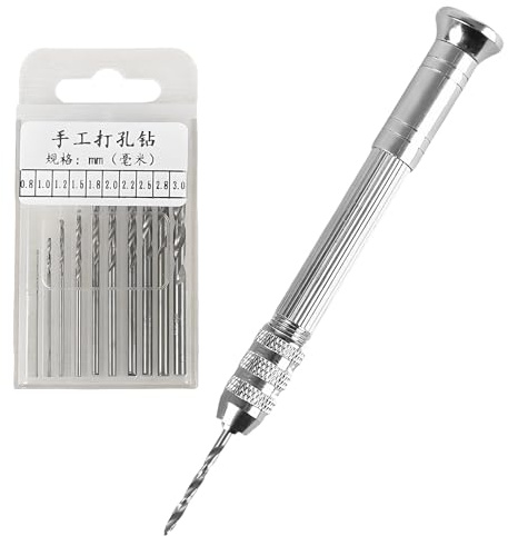 Happow ArtiCraft Hand Drill Kit with 10pcs 0.8-3.0mm Drill Bits Pin Vice Mini Drill for Crafts and Jewellery Making Supplies