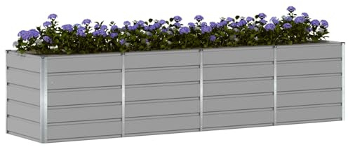 vidaXL Pflanzkübel Hellgrau 320 x 80 x 75 cm Stahl