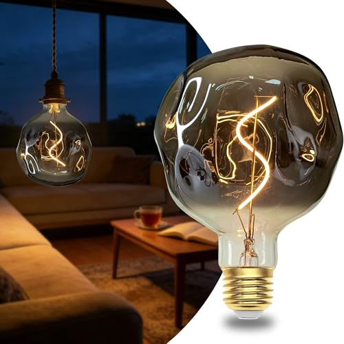 SUYGUAR Lampadina LED Vintage E27, Lampadina Edison Bianco Caldo Dimmerabile da 3W, Lampadina LED Grigio Fumo Decorativa Retrò per Soggiorno/Camera da Letto/Sala da Pranzo/Cucina/Bar - 125 mm