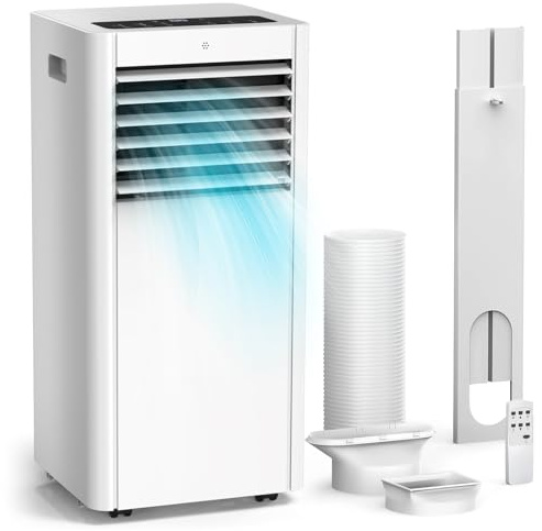 Air Conditioning Unit, 9000 BTU Portable Air Conditioner with 4 IN 1 Cool- Dry - Fan- Sleep Mode, Fast Cooling AC Unit with Timer & Lock for Home/Bedroom/Flat up to 35 m², Dual Control & Window Kit