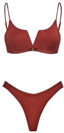F**K Bikini Donna Top Fisso con Ferretto e Slip Americano Fisso Ruggine SW1805-RU
