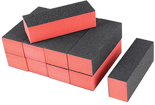 Sourcingmap Sponge Nail File and Buffer Set, 4 Way Nail Buffer Sanding Block Manicure File Polishing Smooth Tool Kits, 10 PCS Nail Buffing Grinding Polisher File for Salon Home Use, Black Red