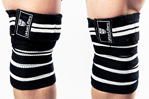 Urban Lifters Vendas resistentes para rodillas levantamiento de pesas. Longitud extendida de 200cm pulgadas. Vendas para sentadillas, powerlifting, culturismo y prensa de piernas. Unisex (par)