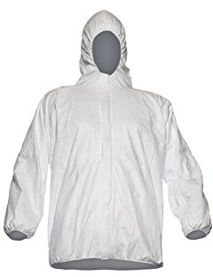 DuPont Tyvek 500 Jacke, 10 Stk. Jacken mit Kapuze zur Ergänzung von Schutzkleidung, PSA Kategorie I, Weiß, Größe XL