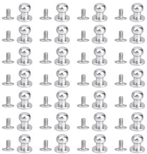 Trimming Shop 8mm Round Head Screw Rivets Sam Browne Studs, 50pcs, Silver